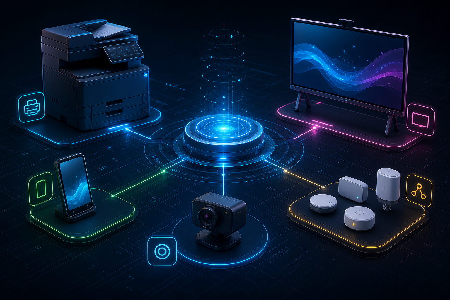 Printers, displays, mobile devices and IoT under one operations hub