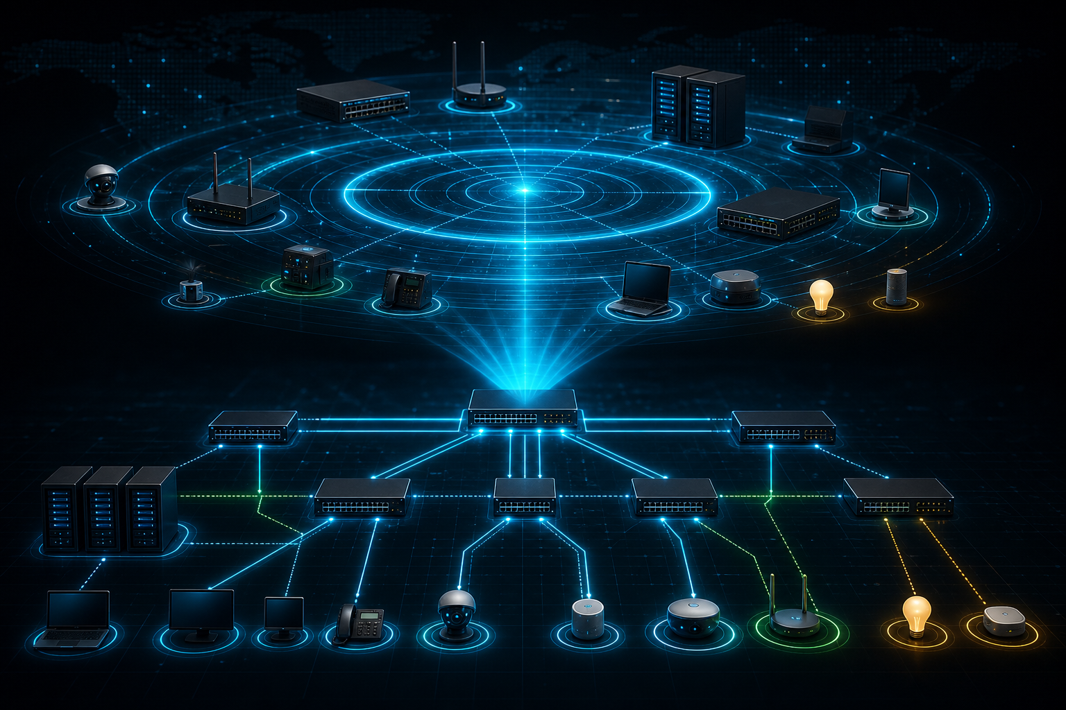 Network discovery resolving mixed devices into identity and topology