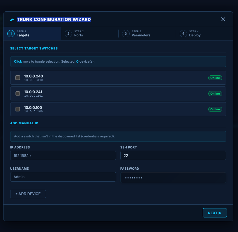 Trunk Configuration Wizard